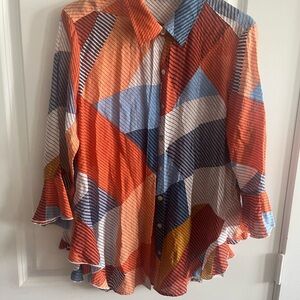 Vibrant Geometric Button Down Shirt
